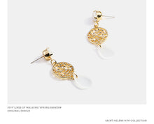 Load image into Gallery viewer, 2020新品欧美流行时尚猫眼石耳环春夏树藤长款耳環S925银针耳坠女