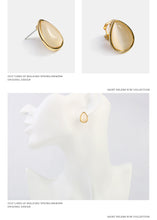 Load image into Gallery viewer, 2020韩版 S925银针猫眼石耳钉女 水滴无耳洞耳夹时尚气质街拍耳饰