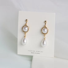 Load image into Gallery viewer, 韩国东大门珍珠耳环耳夹无耳洞S925银针耳钉女时尚潮流复古耳饰