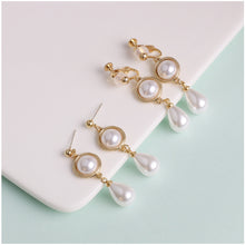 Load image into Gallery viewer, 韩国东大门珍珠耳环耳夹无耳洞S925银针耳钉女时尚潮流复古耳饰